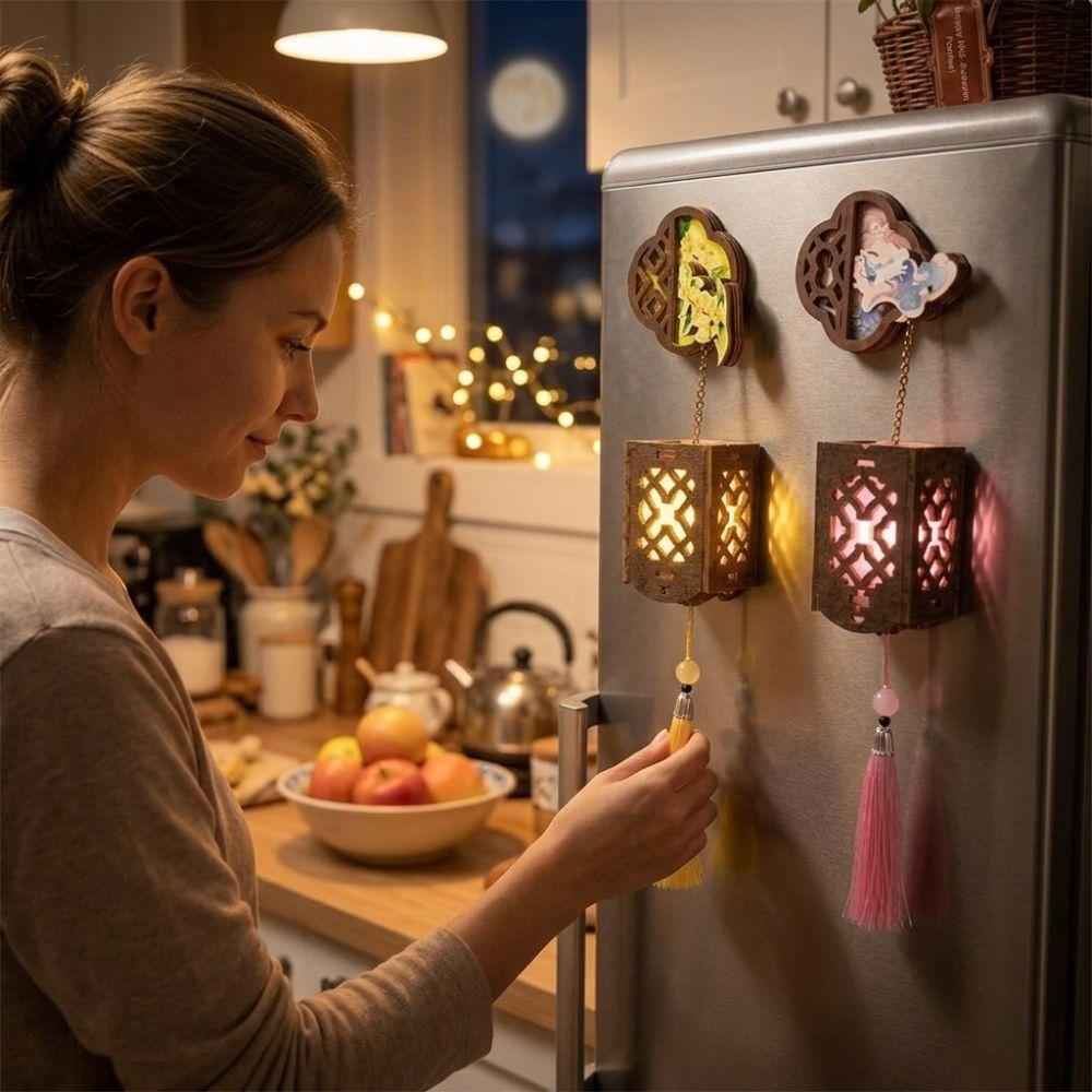 Hollow-Out Mid-Autumn DIY Lantern Fridge Magnet Chinese Style Hand Assemble Lantern Kit New Year