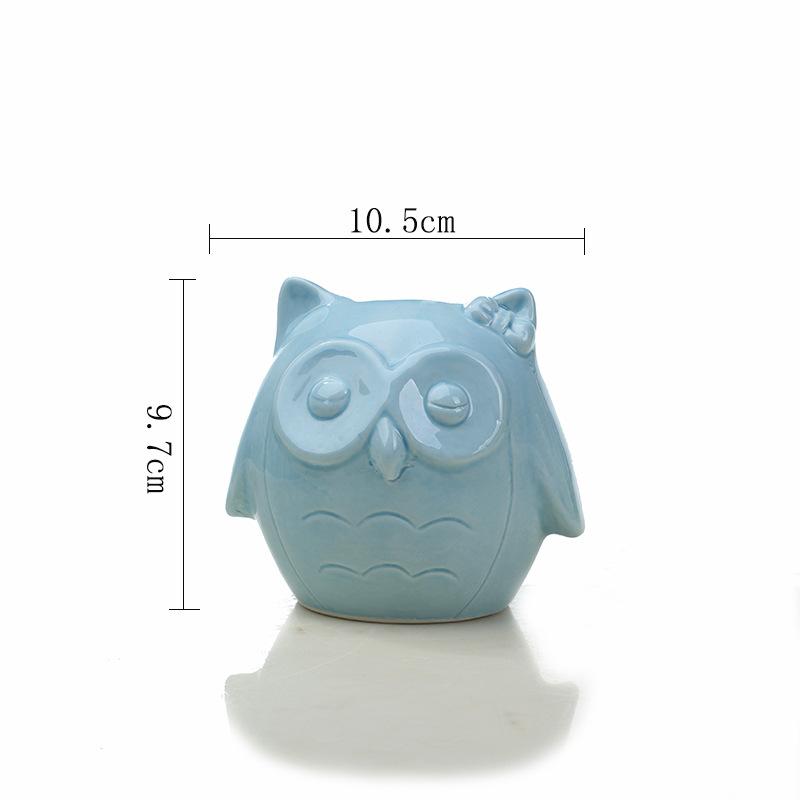 New Japanese And Korean Animal Flower Pot Series, A Variety Of Creative White And Blue Small Flower Pot Ornaments, Owl Succulent Pot
