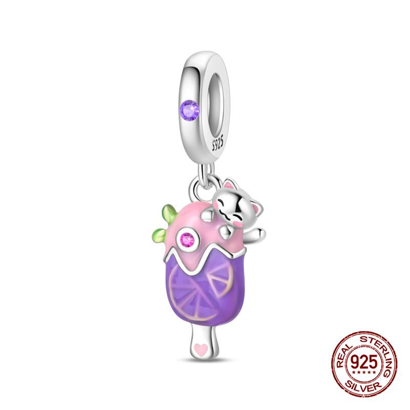 Original Charms Copper Summer Coconut Grove Holiday Charm Fits 3Mm Original Bracelet For Women Diy Jewelry Gifts New In