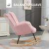 Rocking Chair, Sheepskin, 40 Degrees, Beech Wood Legs, 120 kg Load, 71 x 98 x 101 cm, Pink