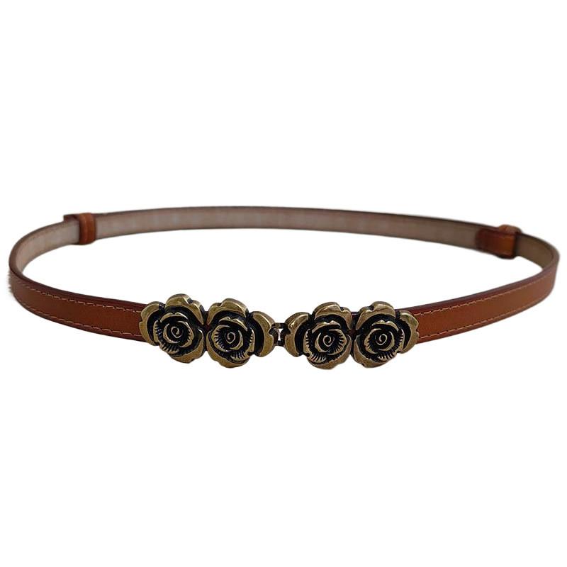 Shape Flowers Rose Buckle Women Leather Waist Belt For Everyday Fashion Wear