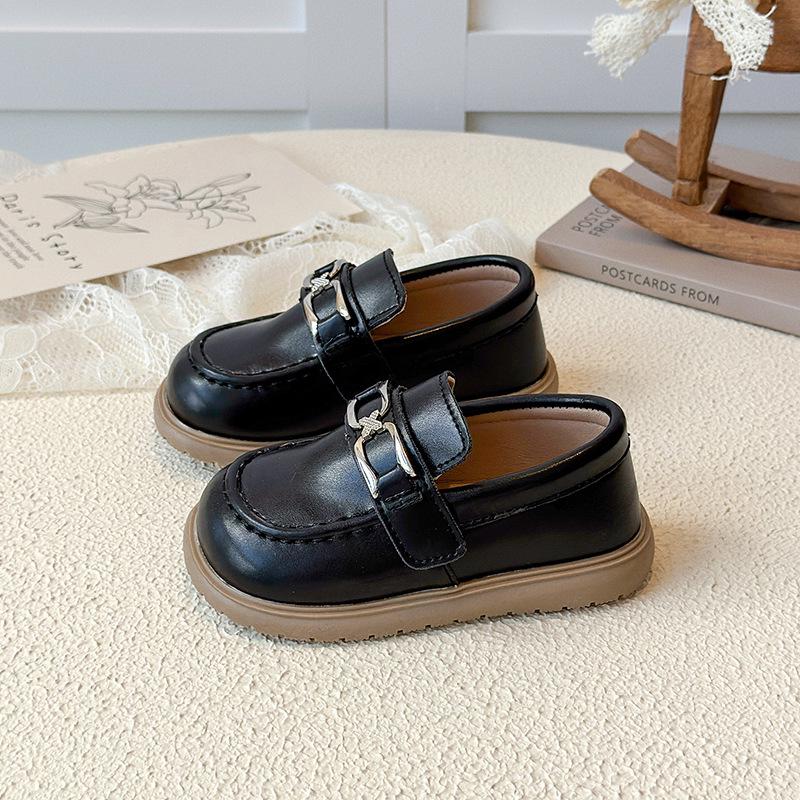 Girls' Velcro Princess Shoes - Soft Sole Leather, 2025 Spring/Autumn Korean Style