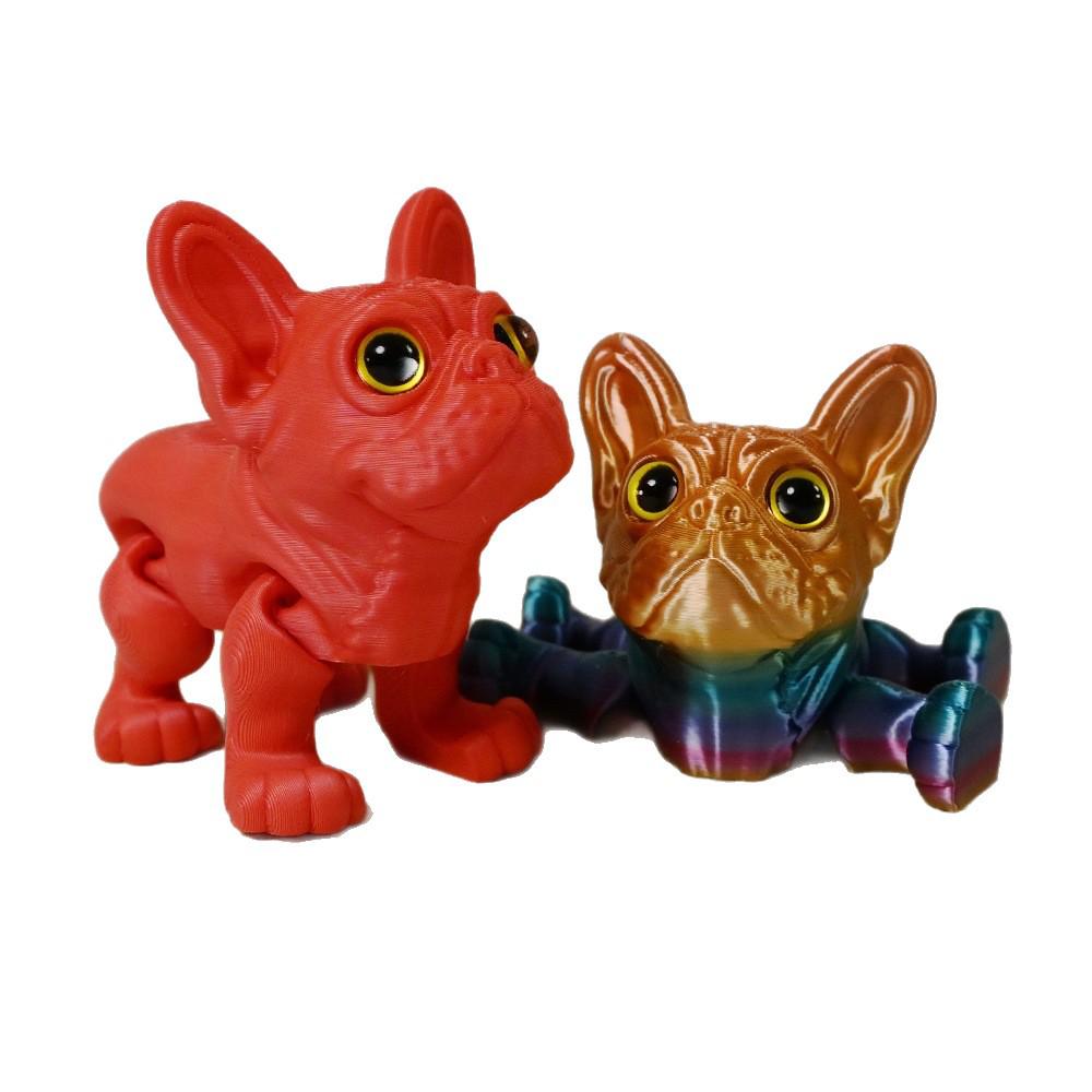 3D Printed French Bulldog Model with Movable Joints - Creative Swinging Toy for Kids