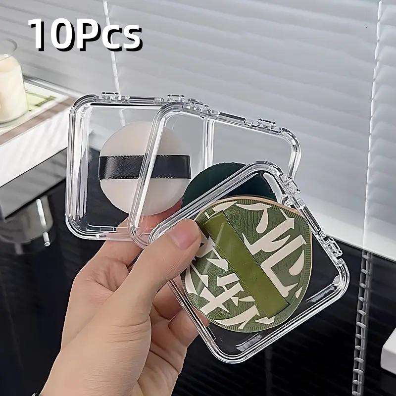Plastic Makeup Powder Puff Organizer Box Dust-Proof Transparent Storage Case Jewelry and Manicure Supplies Organizer Lightweight