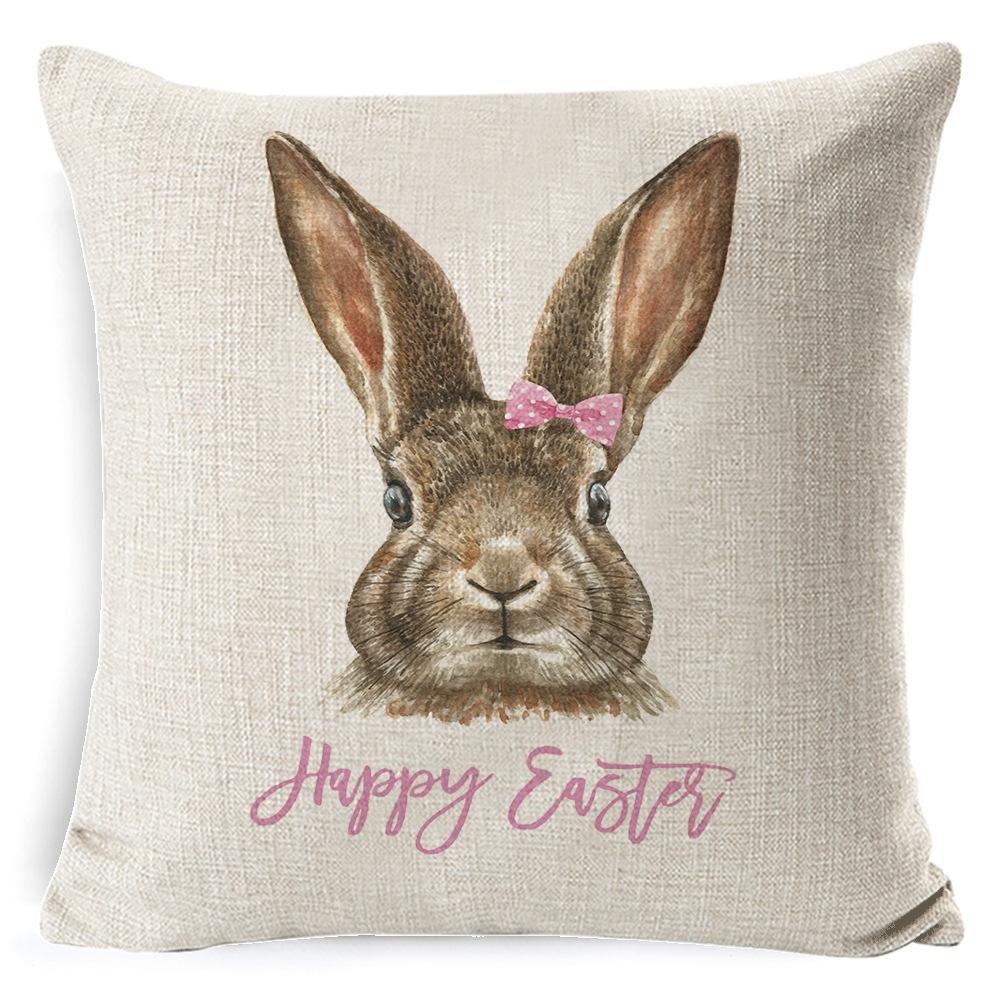 New Digital Printing Easter Theme Pillow Cover Cushion Cover Cute Bunny Truck Animal Pillow Cover