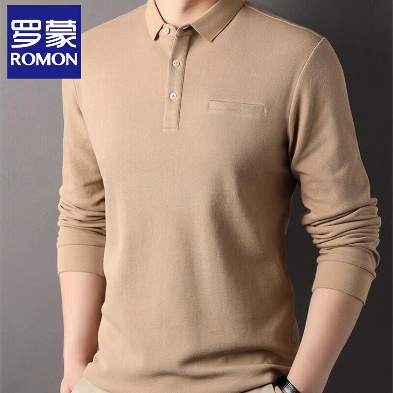 Romone Men s Long-Sleeve Lapel Polo T-Shirt M