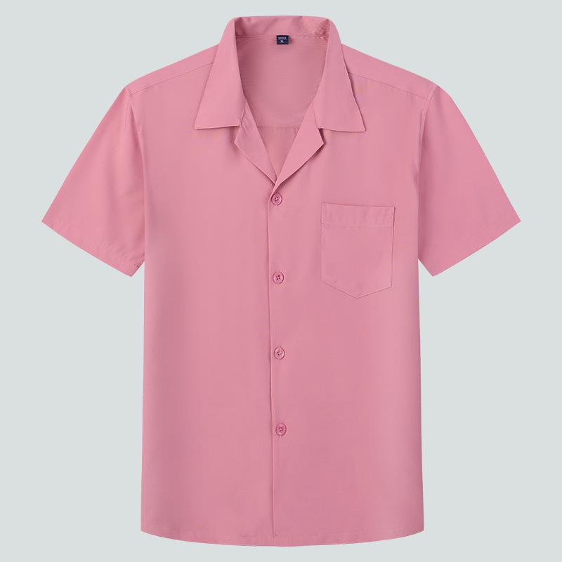 Dongyu Men's Casual Loose Solid Color Short-Sleeve Lapel Shirt for Spring and Summer