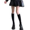 MociPuffs Solid Sizes School Cold Suitable for All Ribbed Set of 3 Women's Knee-High Socks, Cotton, Summer, Autumn, Winter, Stylish, Breathable,