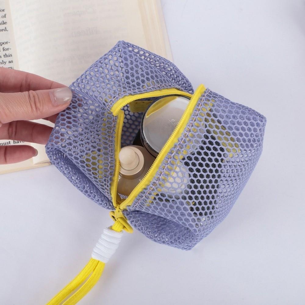 Portable Dopamine Color Cosmetic Bag Lightweight Mesh With Zipper Storage Bag Large Capacity Toiletry Bag Multi-Purpose Use