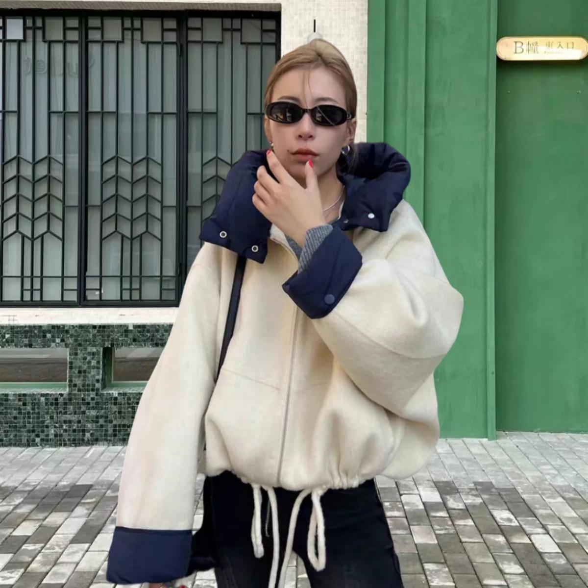 

VAYLA Повседневная женская куртка с капюшоном на молнии Свободная теплая на пуговицах С длинными рукавами Женская для работы Уличная одежда L белый