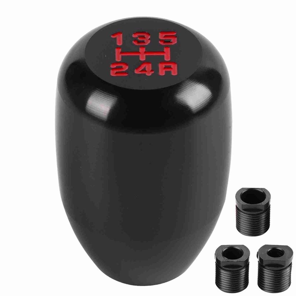 Car 5 Speed Manual Gear Shift Knob Shifter Lever Stick with 3 Adapters 8 10 12mm (Black)