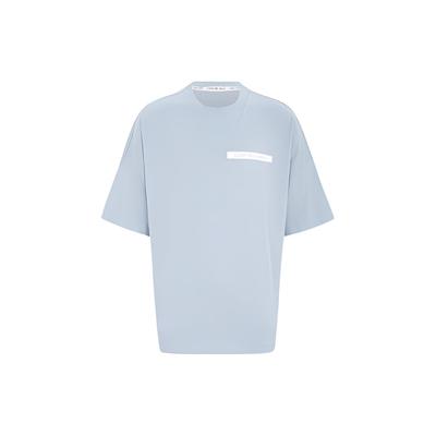 Calvin Klein Casual Round Neck Logo Print Loose Short Sleeve T-Shirt Unisex Tops Light-Blue J400212-DBT