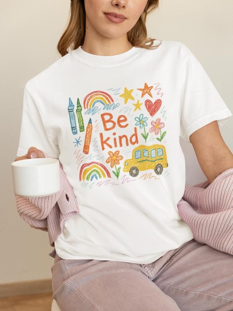 Comfort Colors Be Kind Doodle Teacher T-Shirt • Colorful Teacher Shirt •