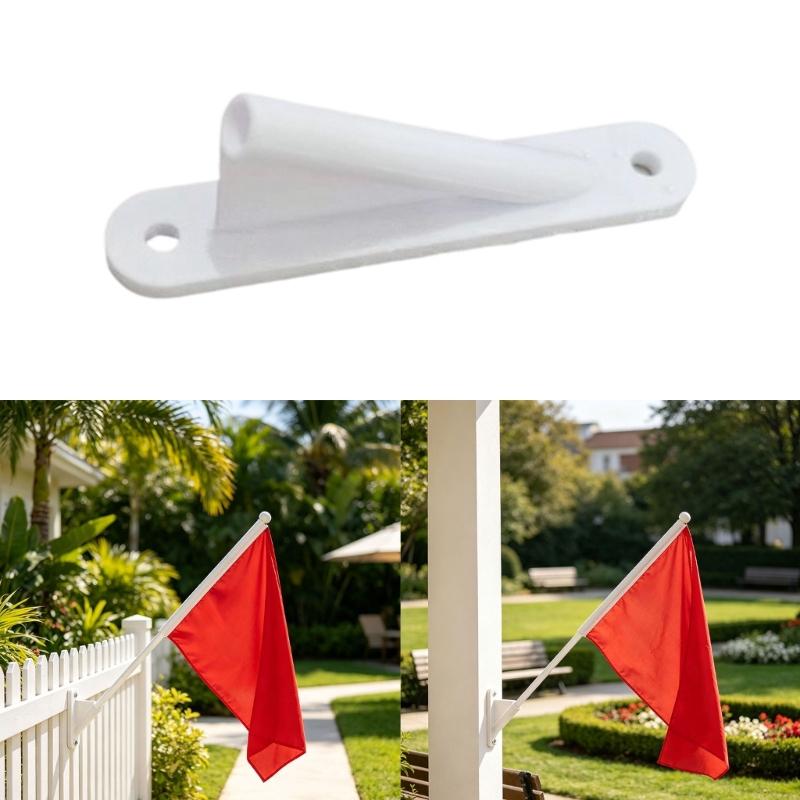 Plastic Flagpole Mounting Brackets, 3 Pack Mini Flag Holders with Angled Cylindrical Sockets and Two-Hole Bases for Decorative Displays