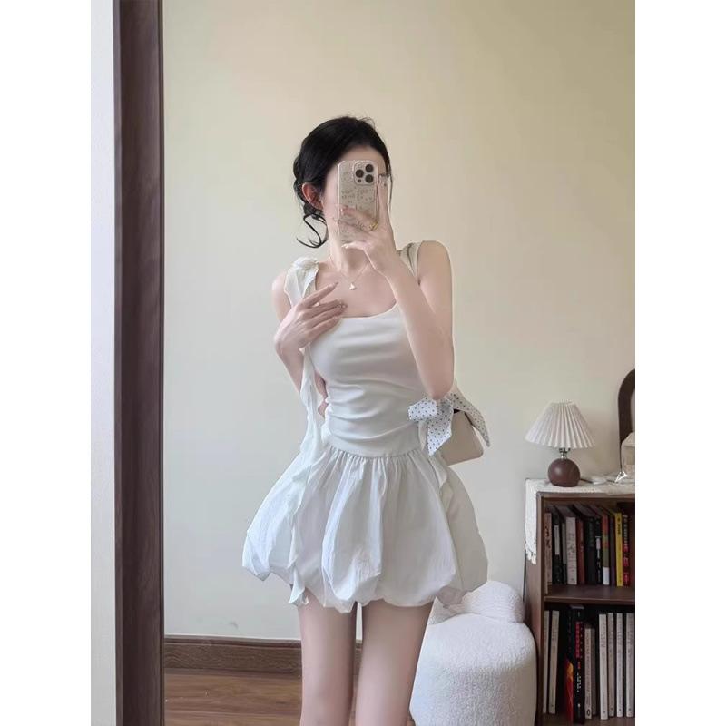 

Платье на бретелях Женское Летнее Приталенное Жилет Юбка-бутон Маленькая Пышная Короткая Юбка XL