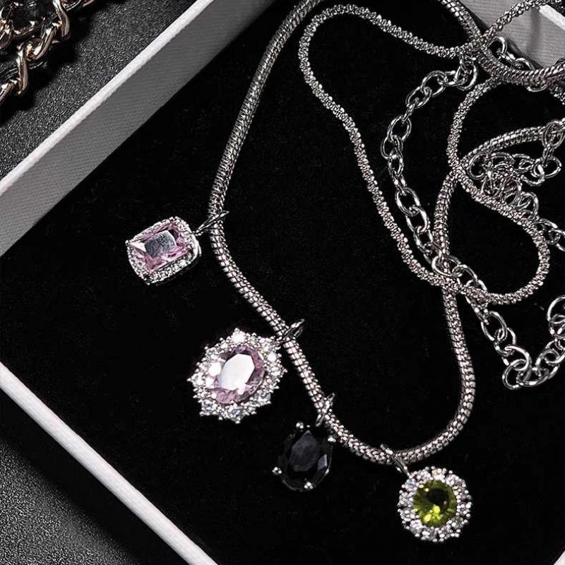 Elegant Multi-Layer Gemstone Necklace for Women – Ins Style, Niche Design, Stackable Three-Layer Clavicle Chain