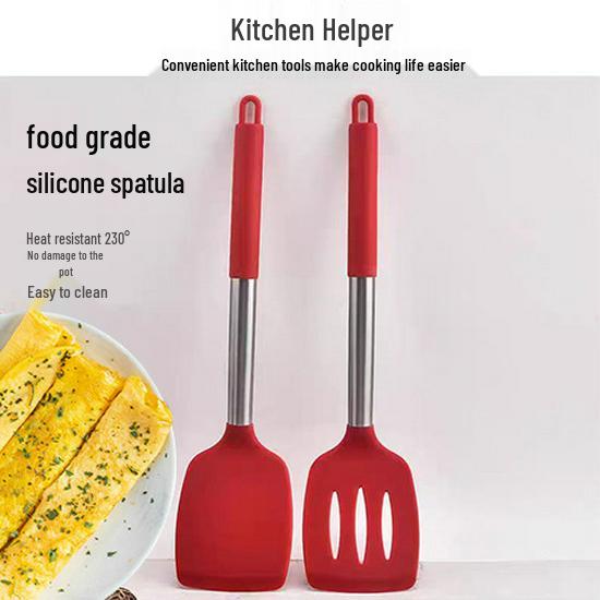 Premium Non-stick Silicone Spatula and Soup Ladle Set - High-Temperature Resistant, Safe for Cookware Black Spatula