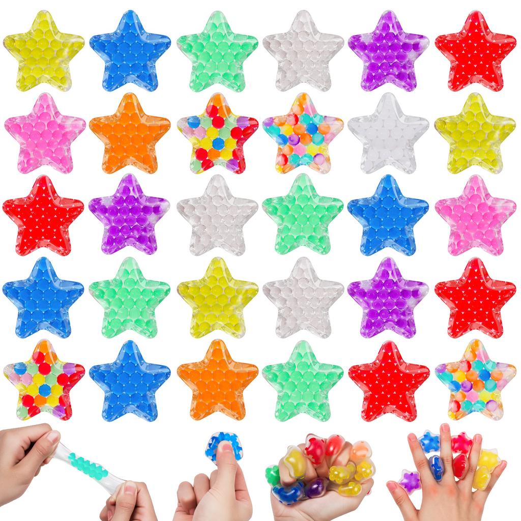 Star Shaped Stress Balls, Face Bead Toys, Colorful Sensory Balls For Kids Adults, Anxiety Balls For Party Favors & Prizes