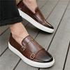 Svart Brun Nya Herr Slip-on Monk Strap Loafers Fritidsskor i Läder Mode Designer Manliga Bekväma Sneakers Zapatos Hombre