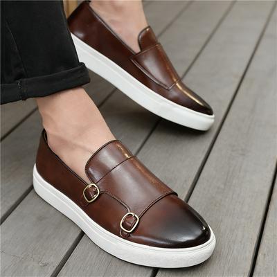 Black Brown New Men's Slip On Monk Strap Loafter Leisure Leather Shoes Fashion Designer Male Comfortable Sneakers Zapatos Hombre