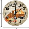 Wood Wall Clock Hello Fall Autumn Harvest Thanksgiving Cool Room Decor Quartz Non Ticking Arabic Numbers Farmhouse Harvest Pumpkins Orange Truck Give