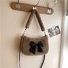 Handheld fluffy women's bag, new autumn and winter plush bag, cute bow small square bag, shoulder messenger bag.