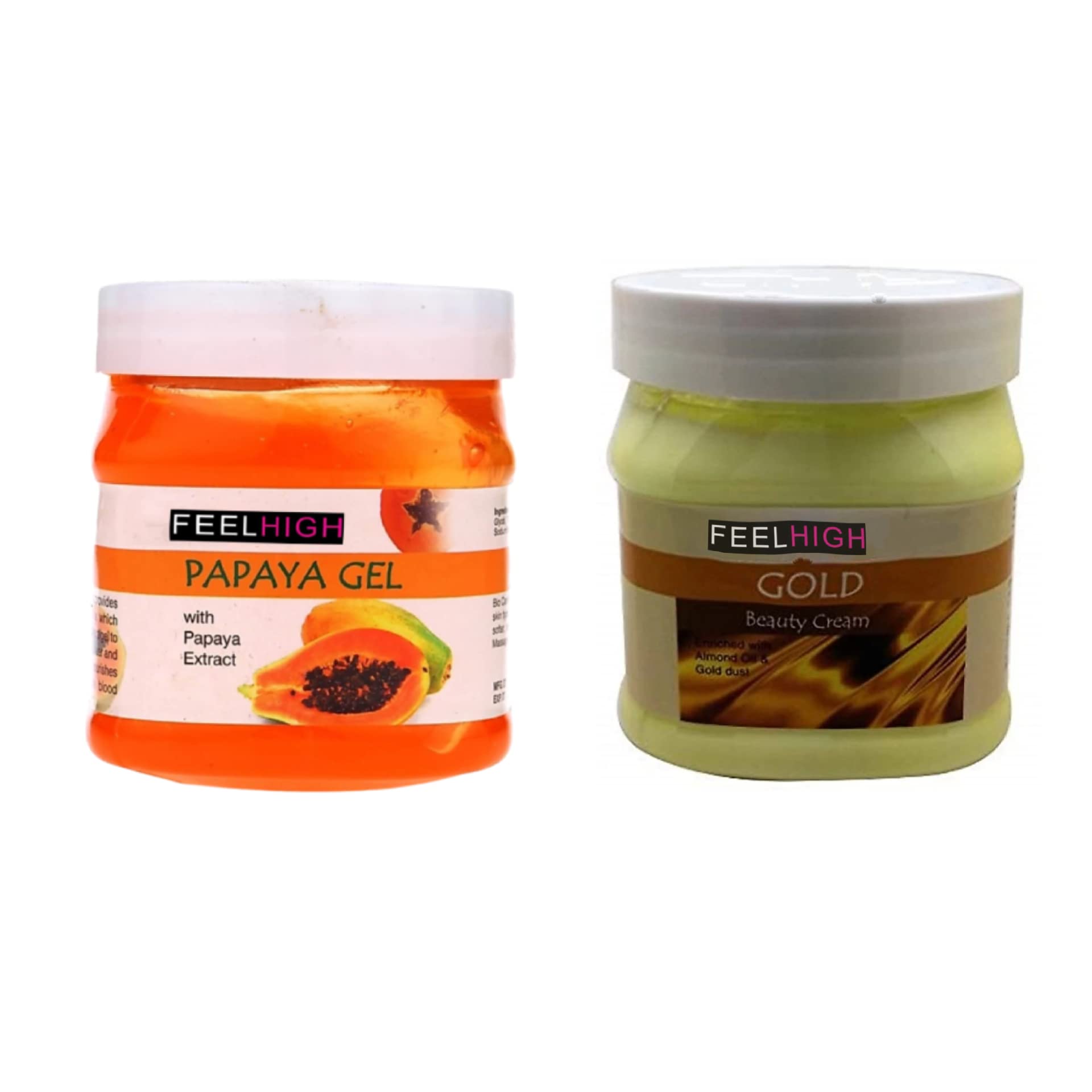 Feelhigh Face & Body Papaya Skin purifying Gel -500gm & Gold Cream Brighten Skin Shade500gm- Facial And Skin care products (Papaya Gel And Gold Cre