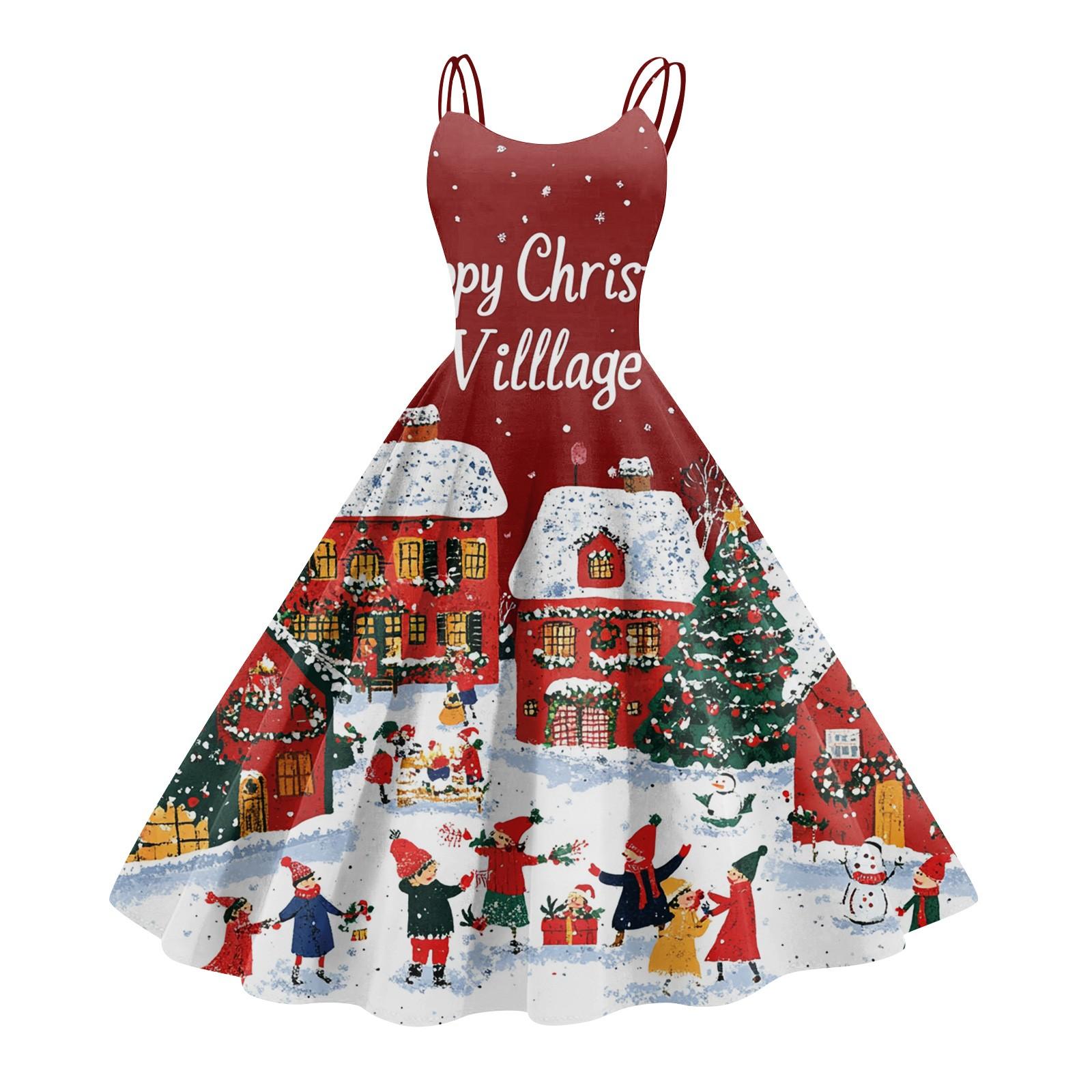 

Женское модное рождественское принтованное сексуальное коктейльное платье без бретелек в готическом стиле в стиле панк, винтажное платье. S