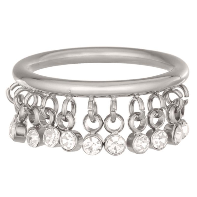 Fringe Finger Ring for Women with Clear Stone Detail, Statement Jewelry for Parties, Date Nights and Gift Giving