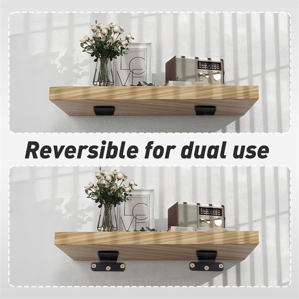 Floating Shelf Brackets, 8-Inch Heavy Duty Hidden L Brackets, Rust- Metal Shelving Supports, Easy Installation