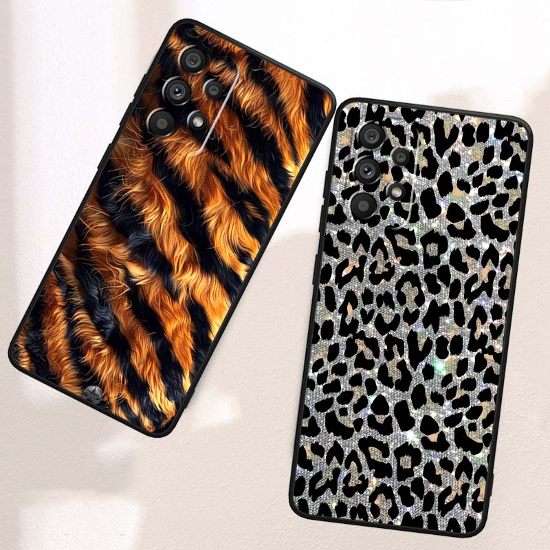 Luxurious leopard print pattern For Samsung A41 A35 A34 A33 A32 A25 A24 A23 A21s A06 A05 A04 A03 Note 10 20 Ultra 5G Black Case