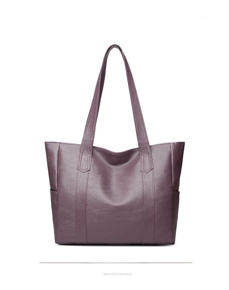 Womens Large Capacity Shoulder Bag Pu Material Fashion Handbag With Double Straps For Casual Outings