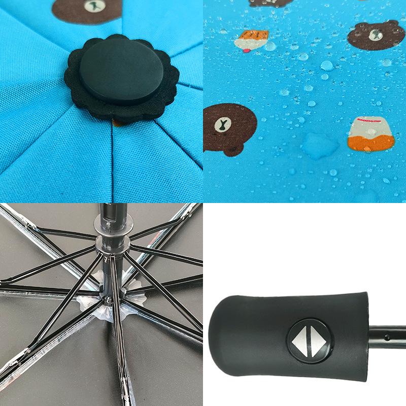 Fully Automatic Folding Umbrella Black Coat Thickened Sunscreen Kids Umbrella Sun Rain Customized Gift Gogo Advertising Umbrel