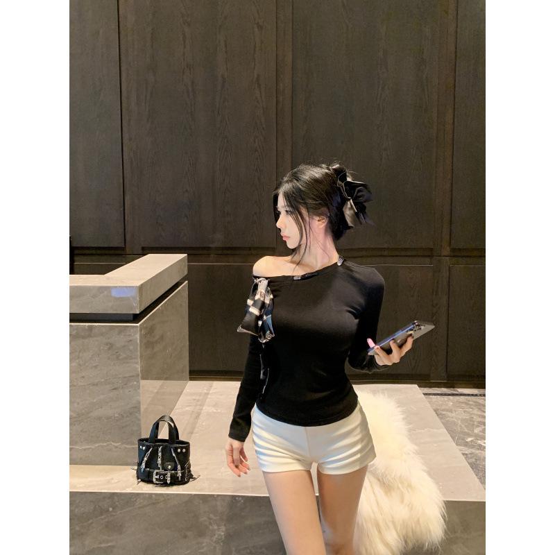 

Топ с открытыми плечами и длинными рукавами для похудения Pure Desire для женщин One Size чёрный