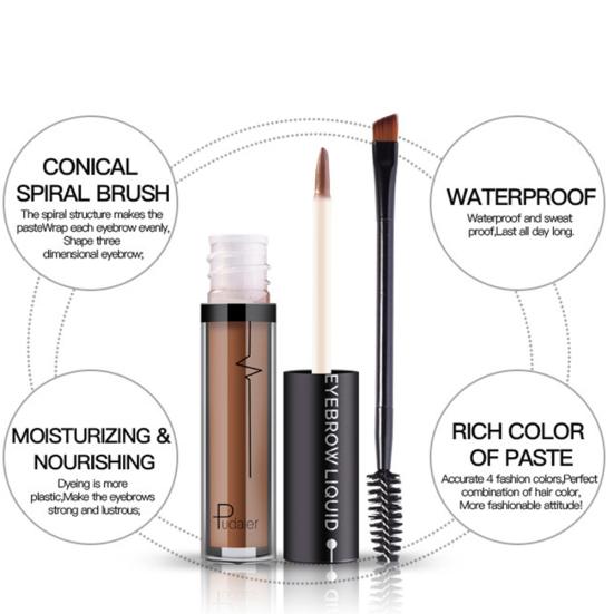Pudaier Long Lasting Liquid Eyebrow Tint with Brush Quick Dry Dyeing Eye Makeup