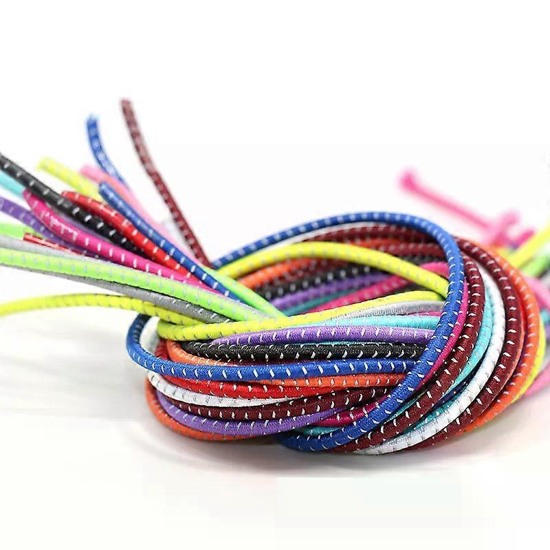 6PCS No-Tie Shoelaces, Lazy Round Elastic Colorful Reflective Free Tie-free
