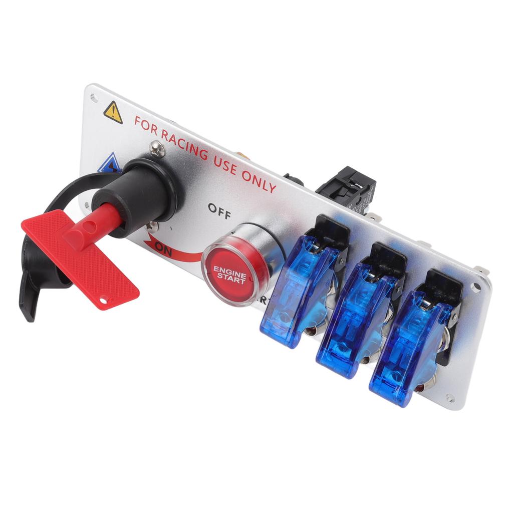 5-in-1 12V LED Kippschalter Zündpanel mit Motorstart-Druckknopf für Rennwagen Wohnmobil LKW