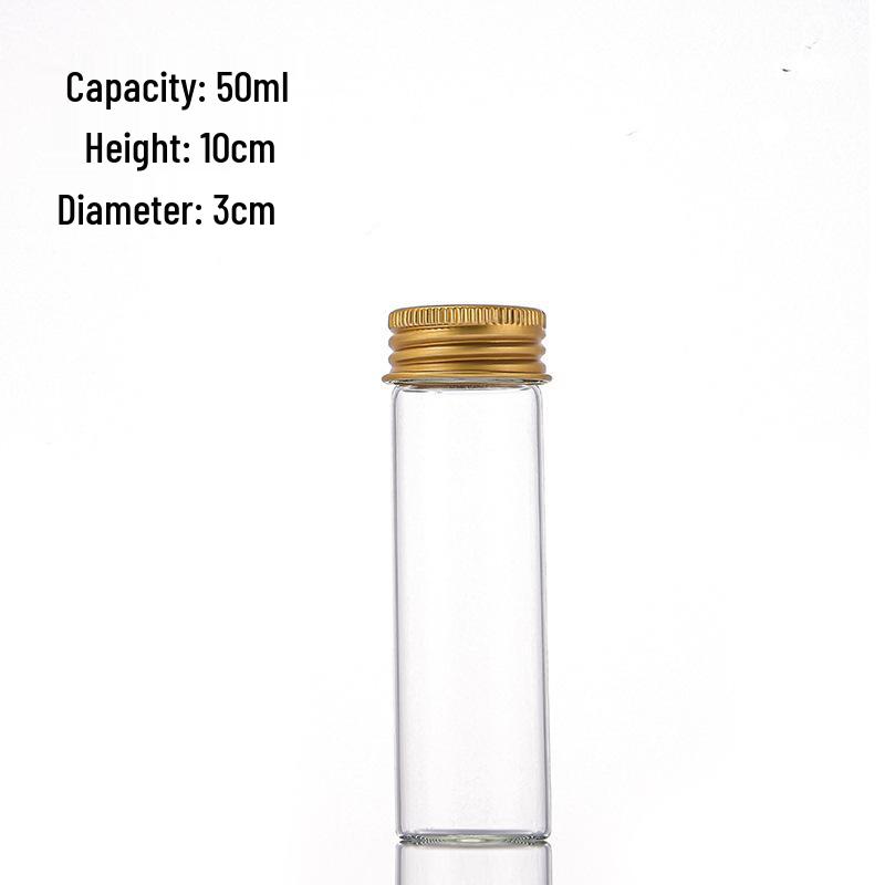 Gold Aluminum Cap 30mm Screw High Transparency Glass Bottle for Reagent, Medicine, Powder, or Agarwood Display