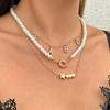 Retro Stacked Imitation Pearl Chain Necklace, Fashionable Light Luxury Diamond Letter Star Collarbone Necklace