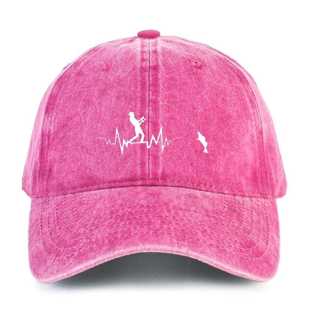 Washed Cotton Peaked Cap Fishing Pattern Design Sunscreen Hats For Man Women