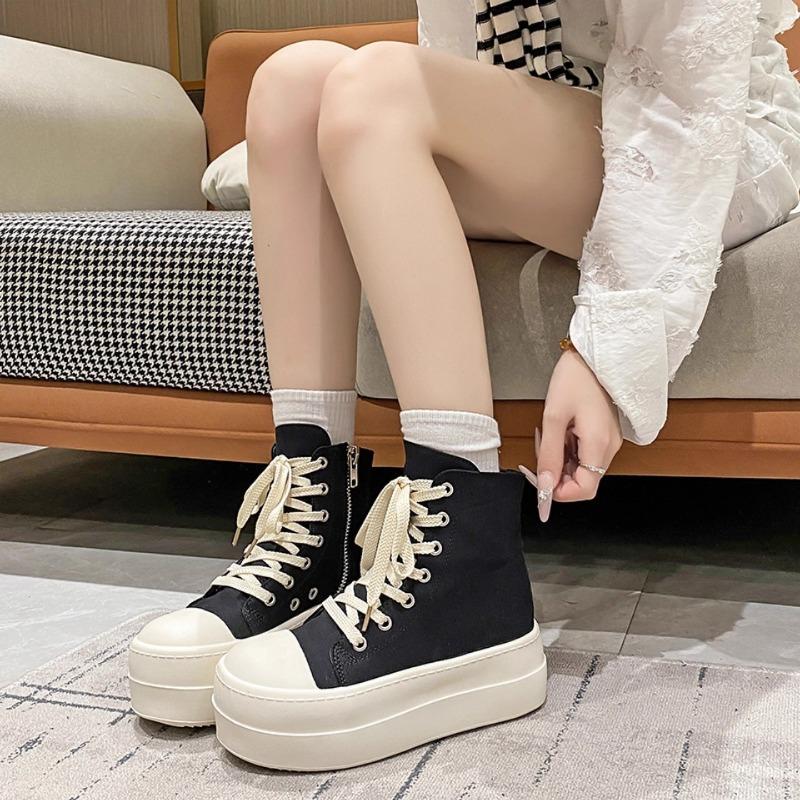 New Thick-soled Sponge High-top Casual Shoes, Height-increasing Sports Single Shoes and Board Shoes