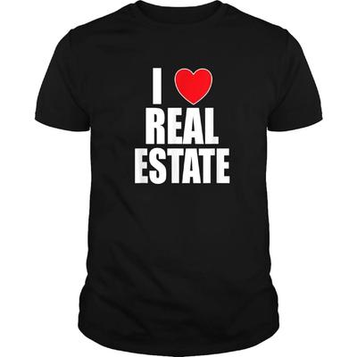 I Love Real Estate Agent Broker Property Investor Houses T-Shirt Black