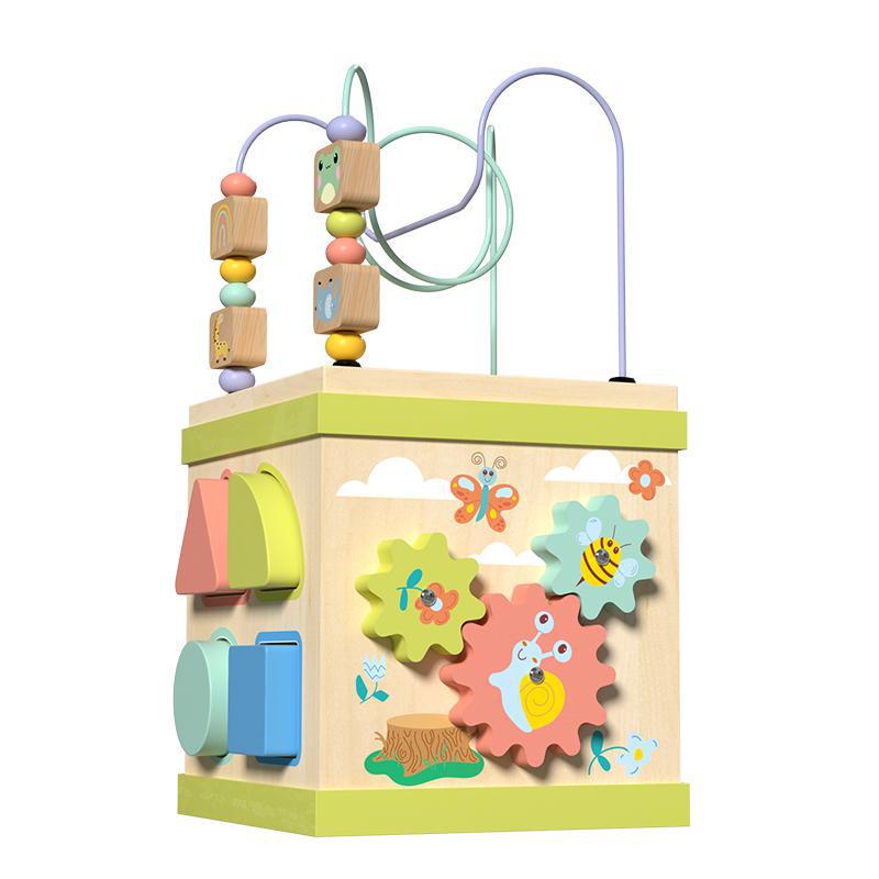 Cutie labirint educativă cu bile din lemn: Jucărie pentru Dezvoltare Timpurie pentru Sugari și Copii Mici