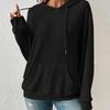 2025 Autumn Women's European American Knit Hooded Ribbed Kangaroo Pocket Hoodie