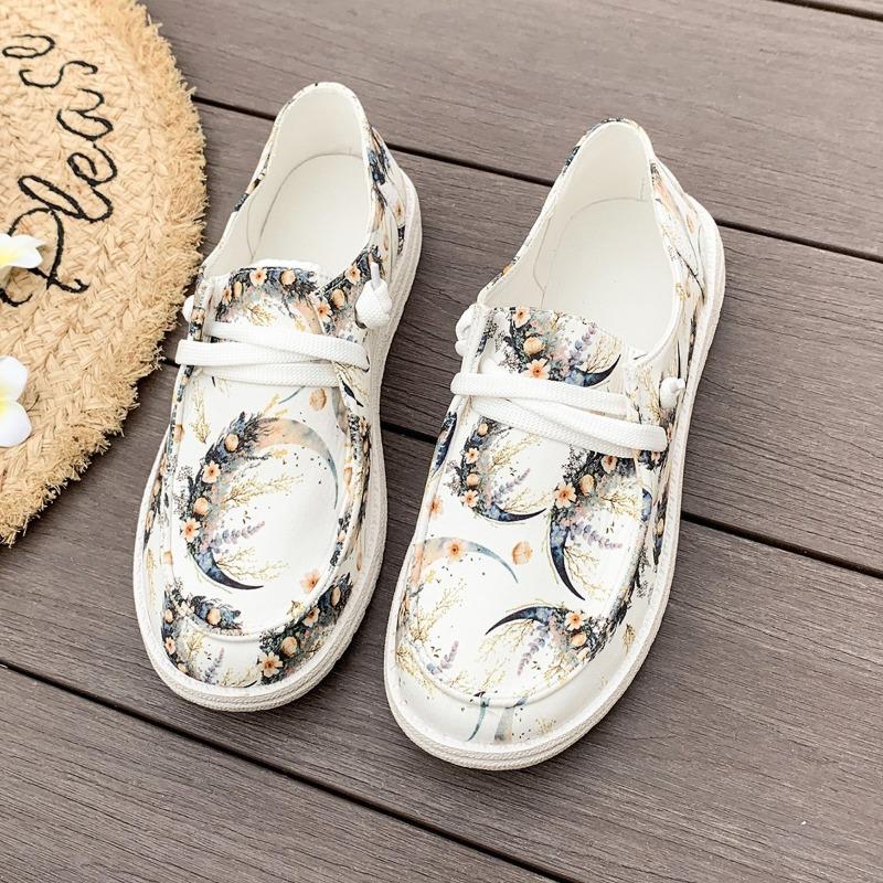 2025 New Canvas Print Colorful Export Ethnic Style Flat Casual Women's Shoes