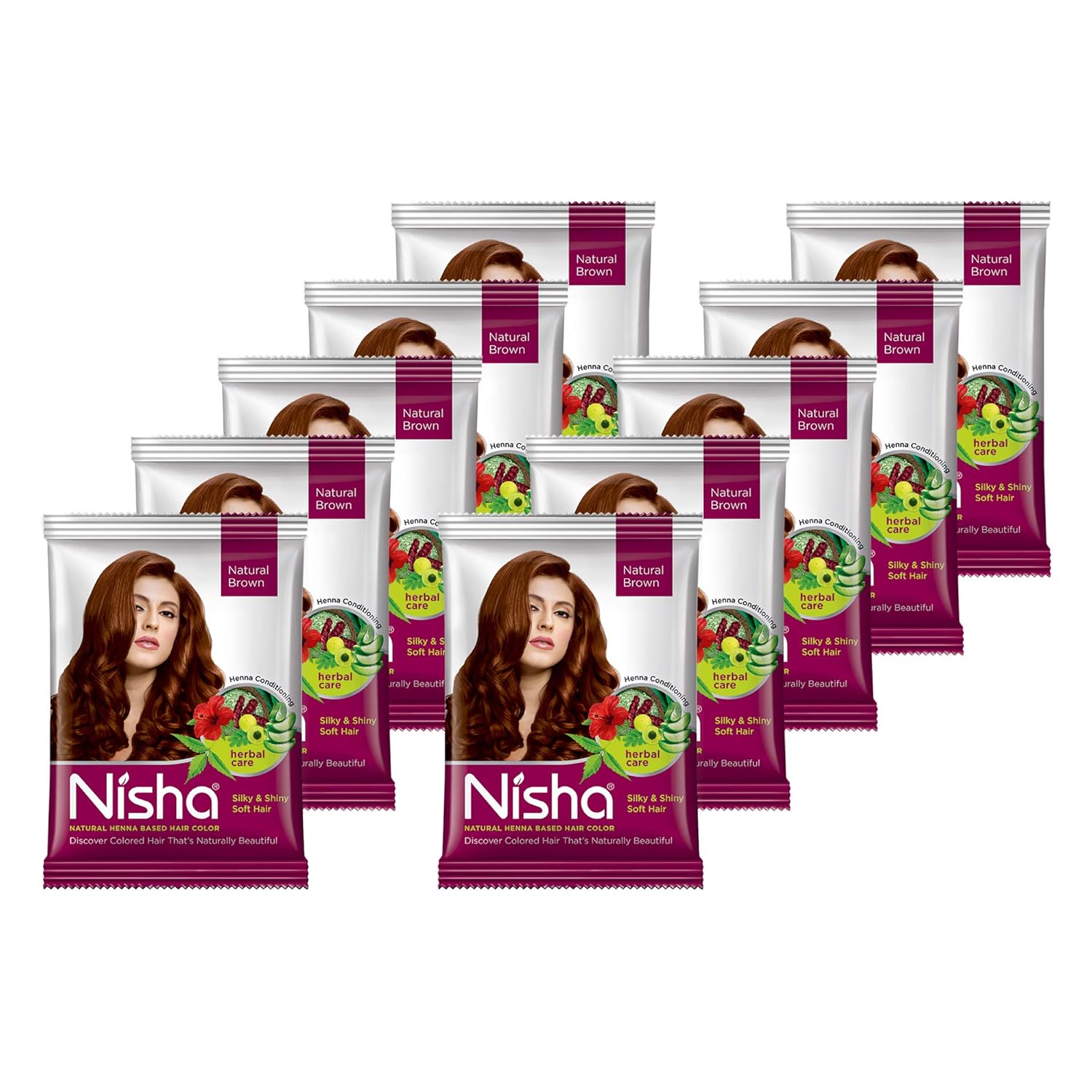 

Порошок для окрашивания волос хной Nisha, натуральный коричневый, 15 г x упаковка 10 шт. | Травяная краска для волос без аммиака для мужчин и женщин
