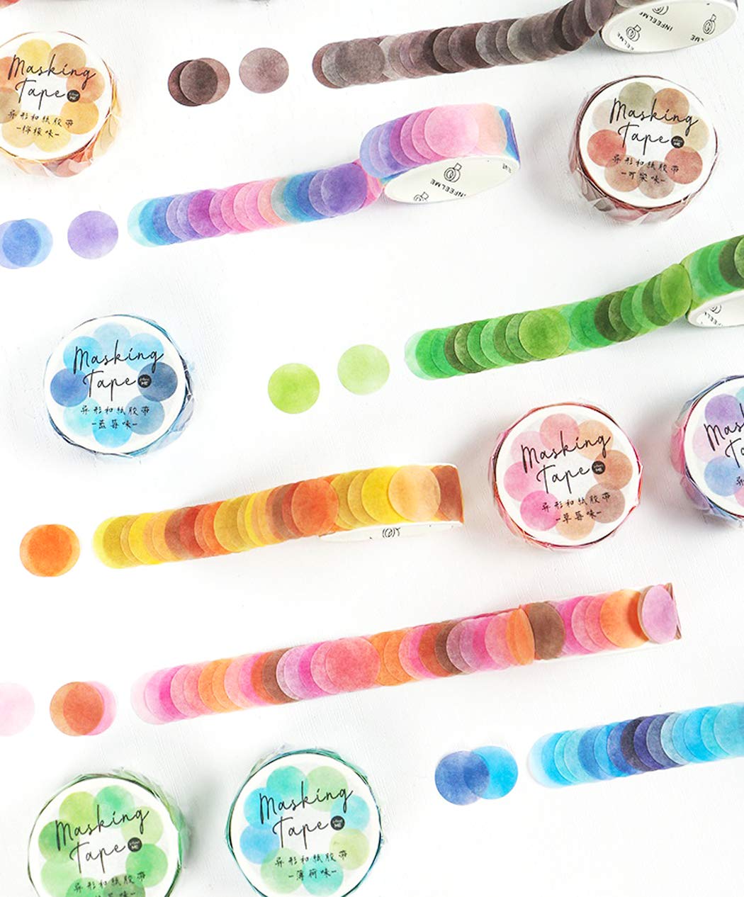 

PBM Набор милых круглых декоративных маскировочных лент васи 8 рулонов отрывные наклейки, лента, материал, наклейки, точки,