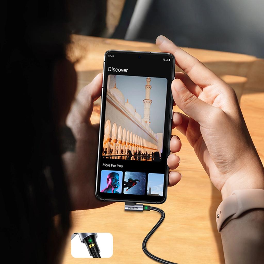 Ugreen 90° Angled Cable Usb C - Usb 2.0 480Mb/S 3A 3M Black (Us176)