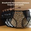 Women Summer New Leopard Print Personality Temptation Sexy Semi Transparent Mesh Ice Silk Seamless Triangle Briefs