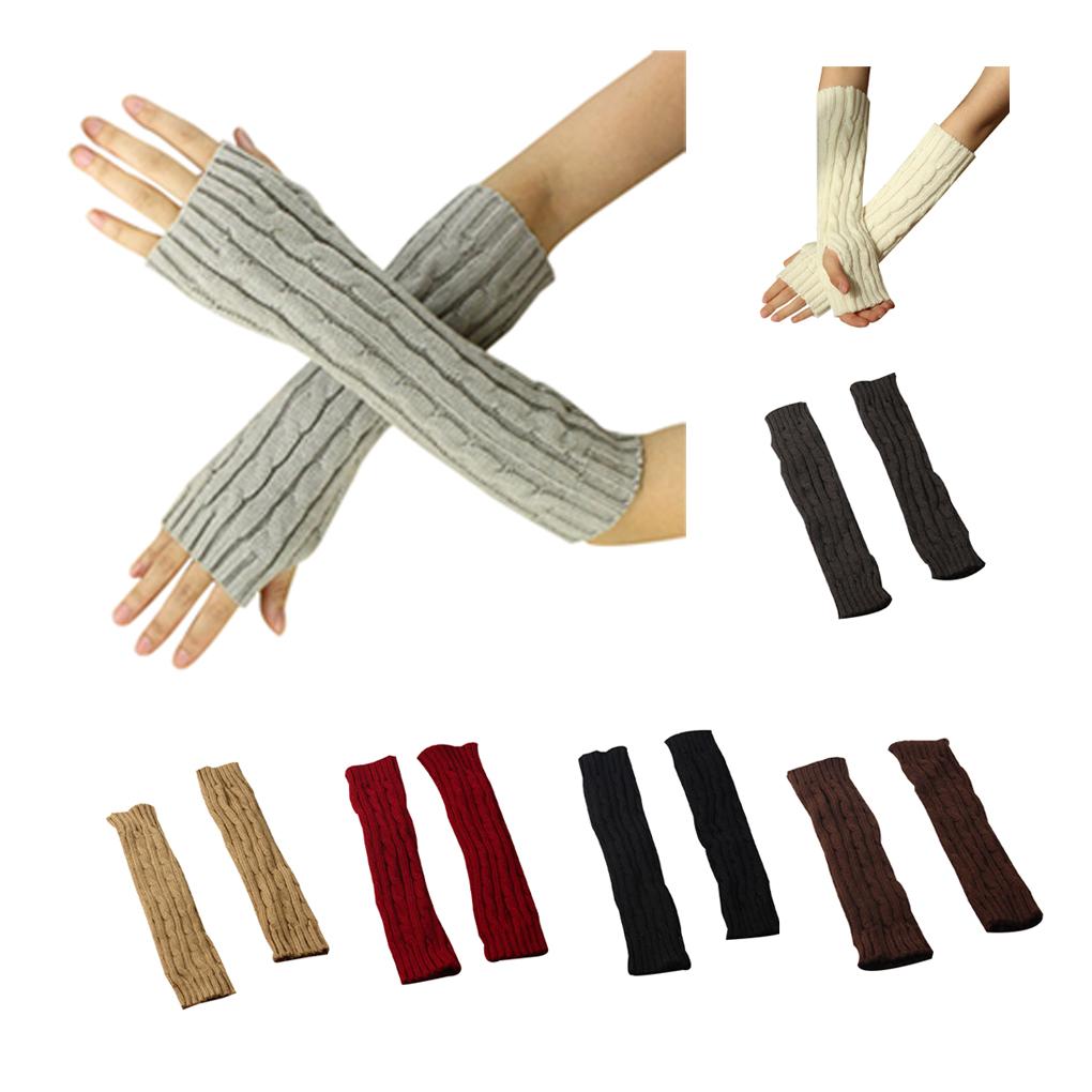 1 Pair Hot Winter Autumn Knit Arm Warmer Women Girls Long Winter Mittens Wrist Warmer Female Gloves